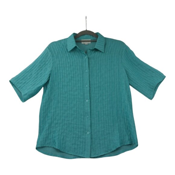 Love & Harmony 🩵 Teal Textured Blouse - Picture 1 of 6